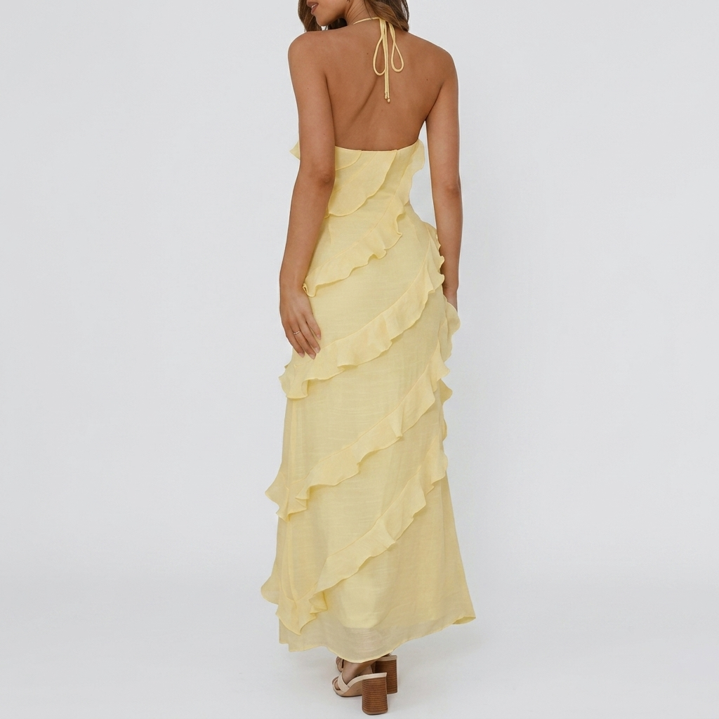 Women's Elegant Tiered Ruffle Maxi Dress