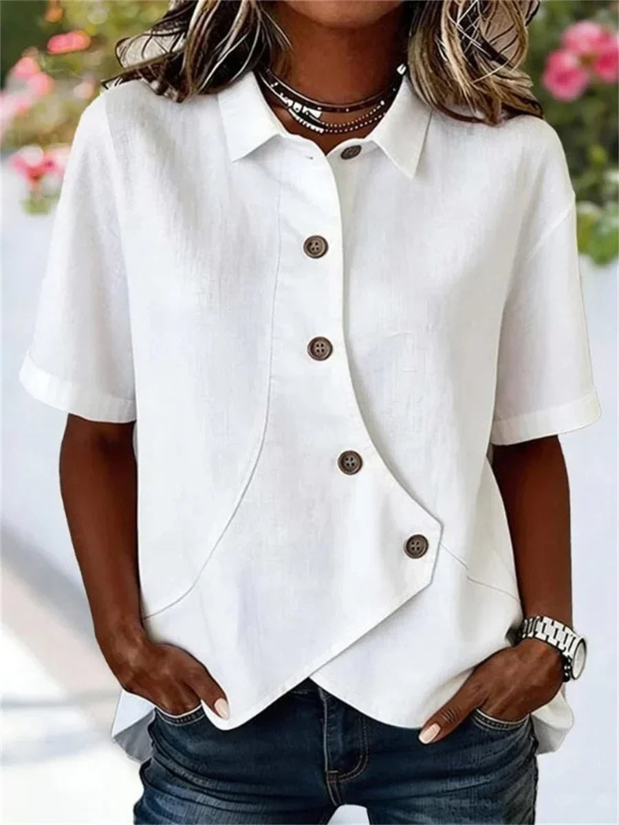 Casual Solid Colour Short Sleeve Blouse