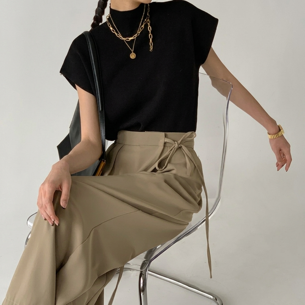 Women's Elegant High-Neck Sweater Vest