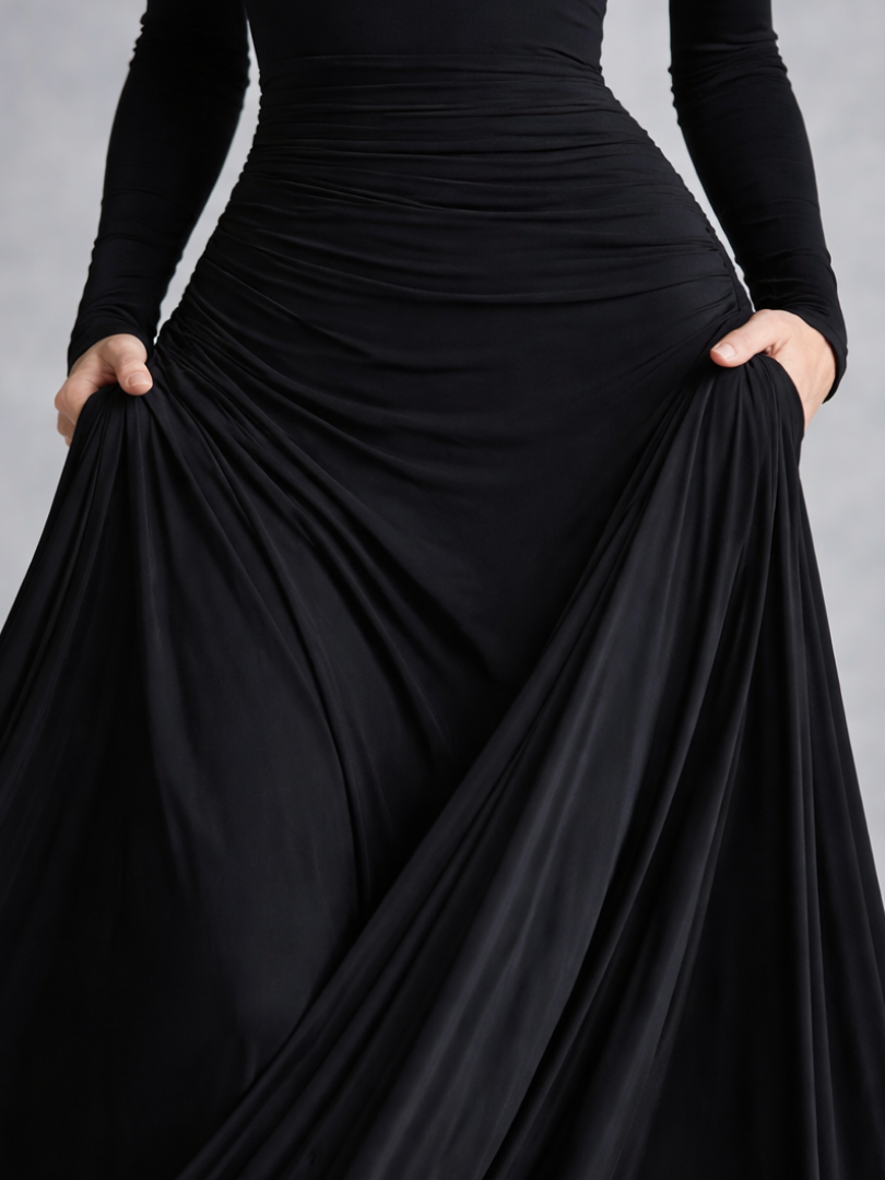 Maris | Draped Long Sleeve Maxi Dress