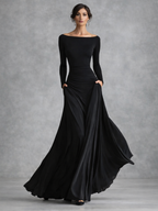 Maris | Draped Long Sleeve Maxi Dress