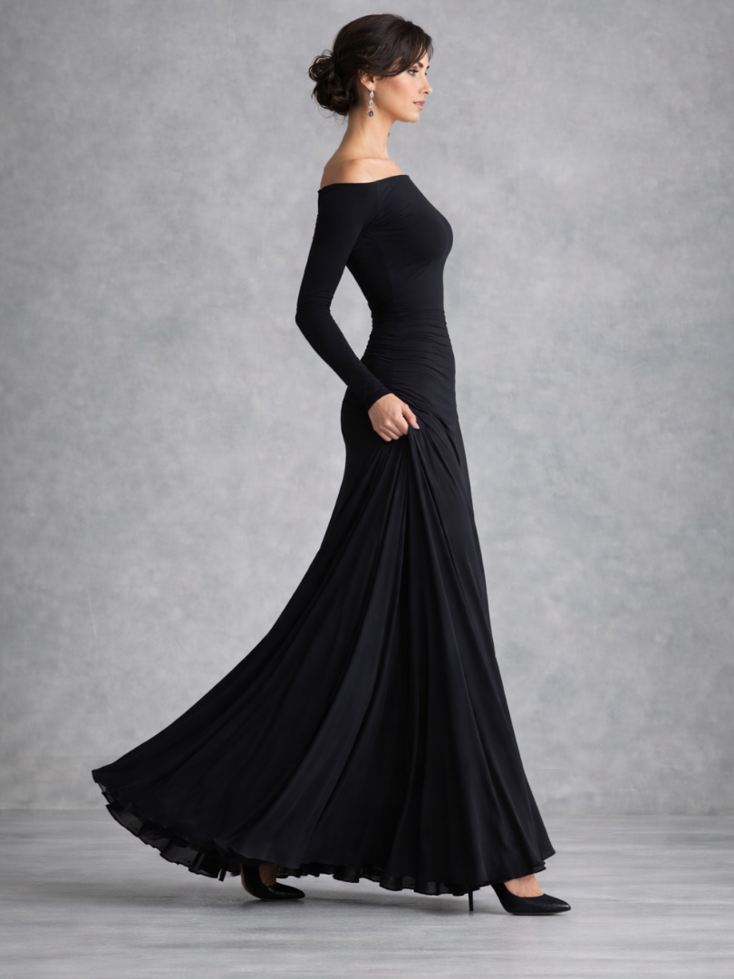 Maris | Draped Long Sleeve Maxi Dress