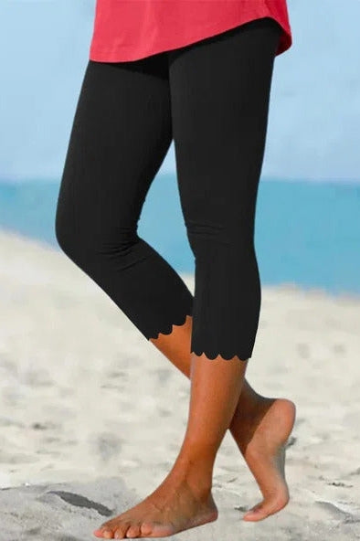Solid Colour Casual Beach Cropped Leggings