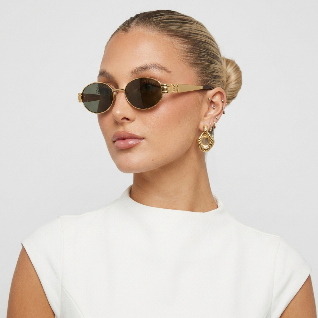 Women's Vintage-Inspired Gold Sunglasses