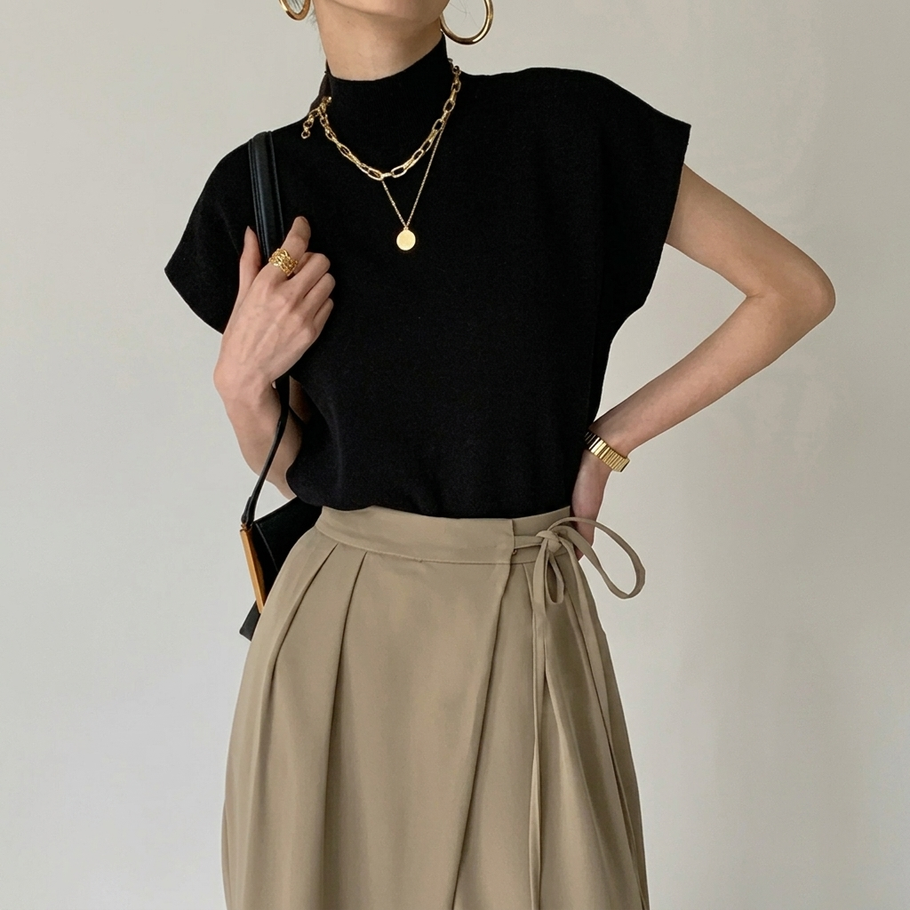 Women's Elegant High-Neck Sweater Vest