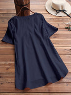 Solid Casual O-neck Short Sleeves T-shirt
