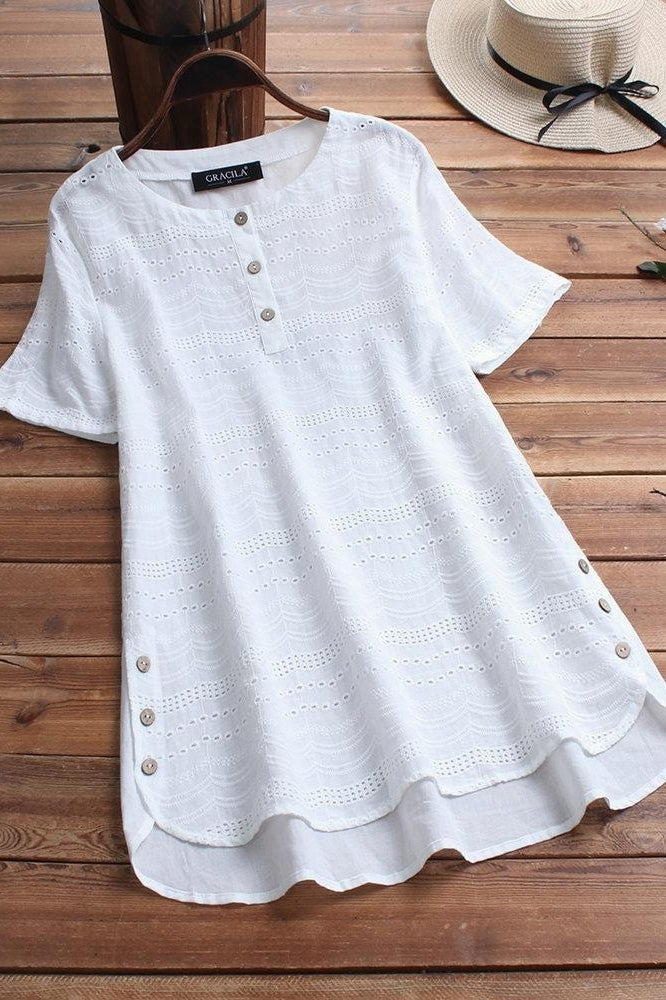Solid Casual O-neck Short Sleeves T-shirt