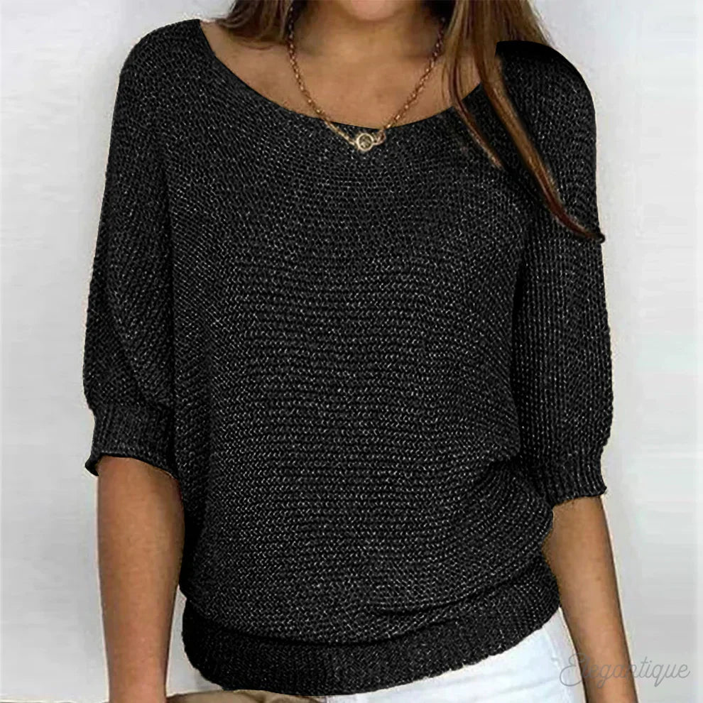 Louisa | Women's Elegant Knitted Sweater with Knit Pattern, Soft Knit