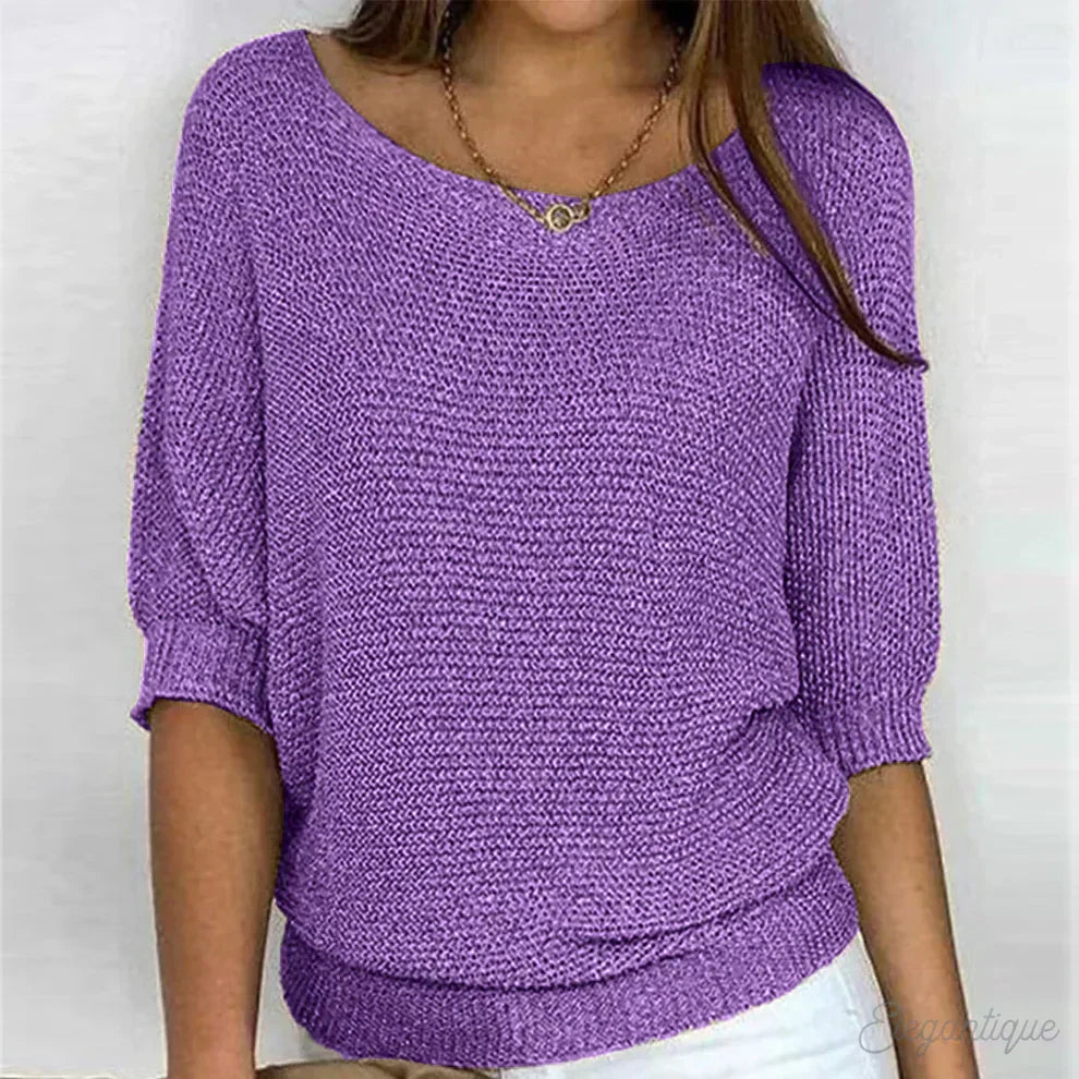 Louisa | Women's Elegant Knitted Sweater with Knit Pattern, Soft Knit