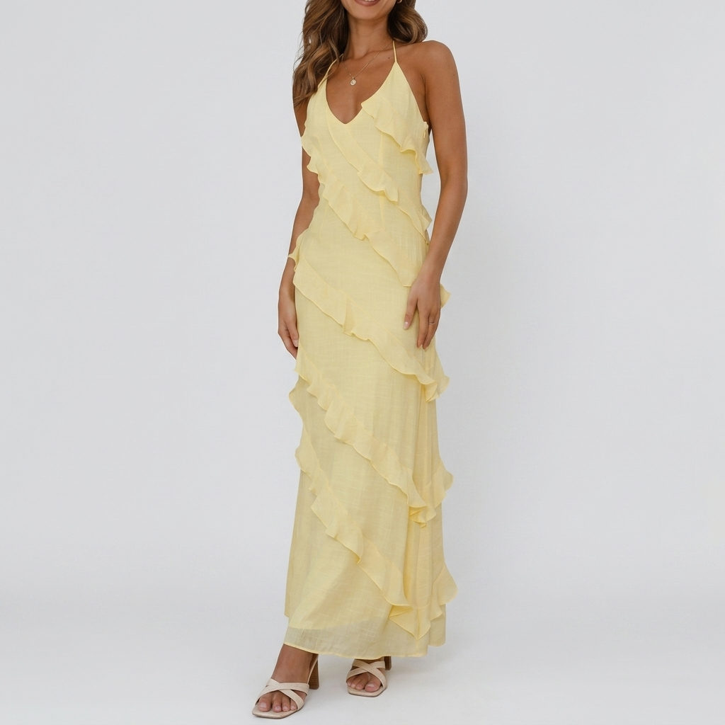 Women's Elegant Tiered Ruffle Maxi Dress